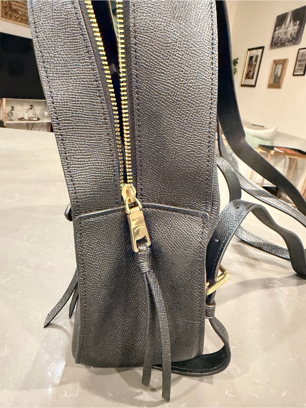 Coach Black Leather Backpack with Gold Hardware - Picture 4 of 7